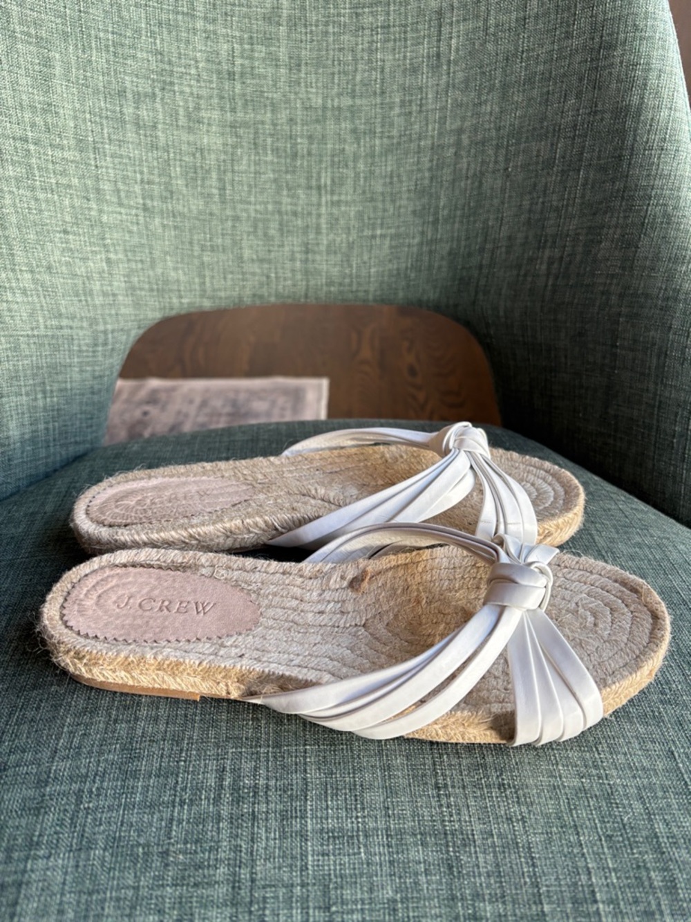 J. Crew women’s White Knotted Espadrille summer Slides Size 8 worn once EUC! - Picture 5 of 14